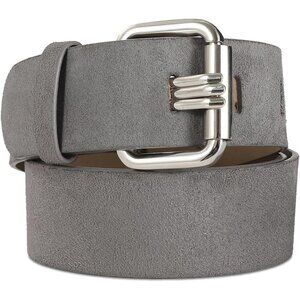 Women's Leather Waist Wide Belts Fashion Thick Suede Grey With Gold Buckle Belt